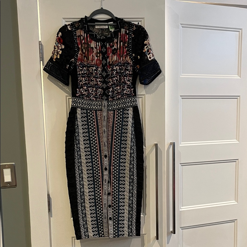 Byron Lars Black and Multicolor Midi Dress